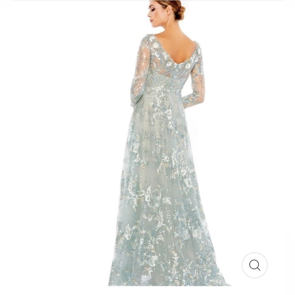 Mac Duggal FLORAL EMBROIDERED ILLUSION LONG SLEEVE GOWN size 6 NEW $498 - Picture 4 of 11